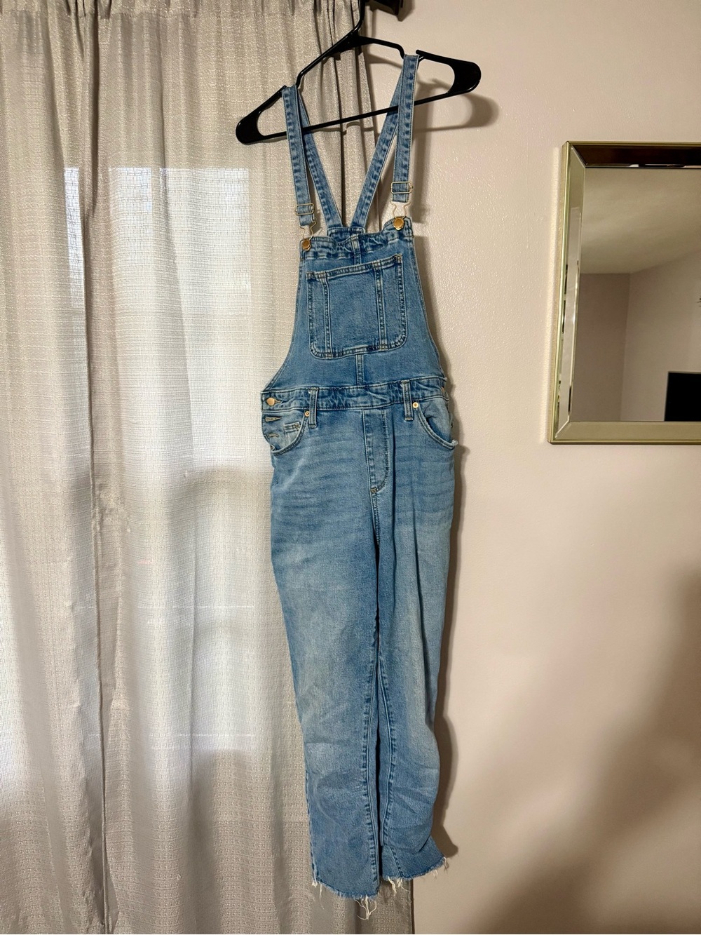Women Light Wash Denim Overalls